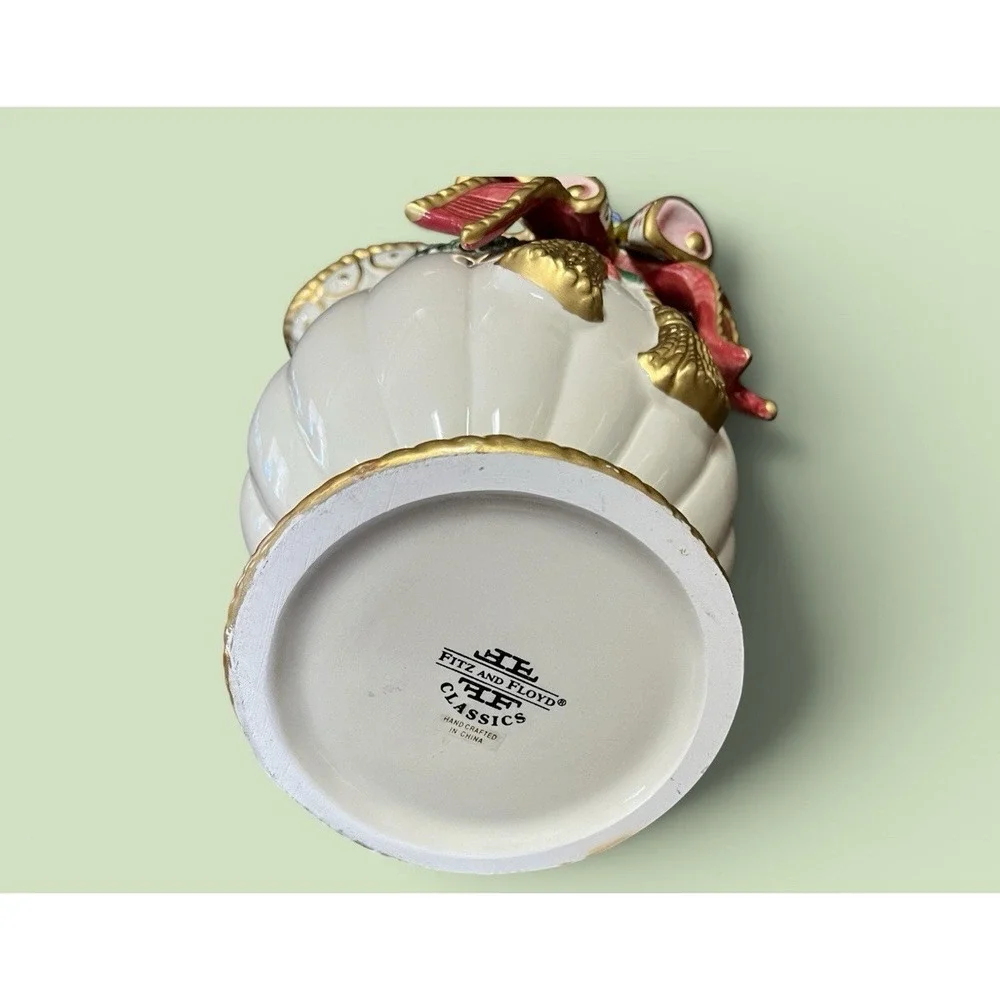 Fitz & Floyd Classics Christmas Deer Bow Bells Serving Pitcher Vase Bells Ribbon